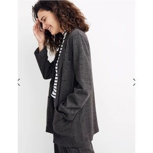 Madewell Oversized Knit Blazer in Glen Plaid Size Small Gray Work Office